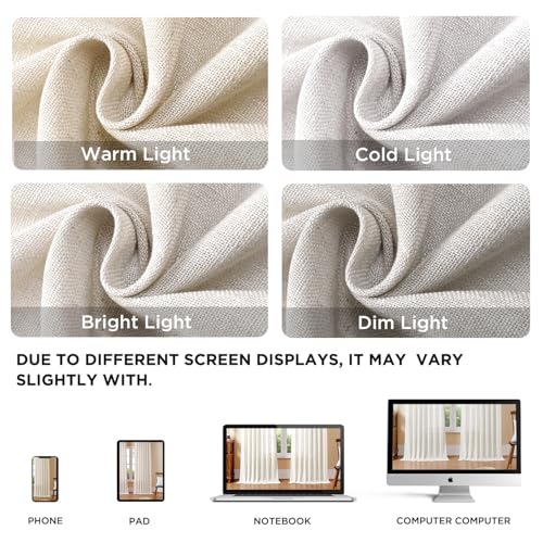 Image of Joydeco Light Filtering Curtains 72 Inch Length for Bedroom, Linen Curtains 72 Inch Length 2 Panels Set for Living Room,White Semi Sheer Curtains 72 Inches Long with Rod Pockets