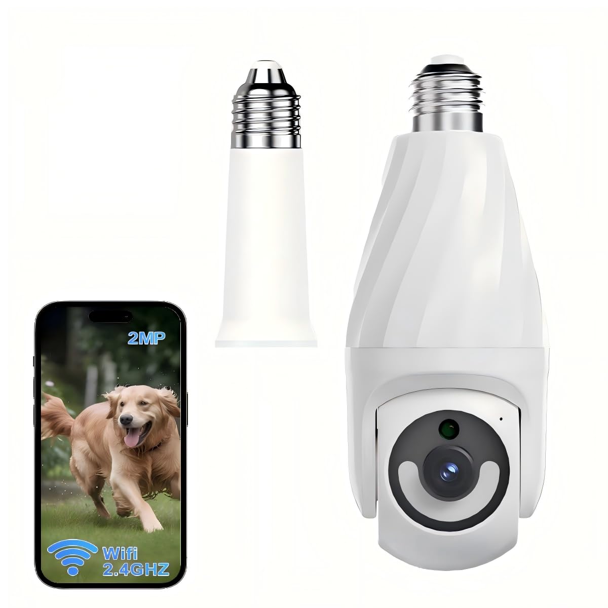 Ameyes Dog/Pet Camera for Home Security with Light Socket, 1080P Indoor/Outdoor Wireless Camera, 2.4&5GHz WiFi Camera with Phone App, Color Night Vision, Motion Detection, Compatible with Alexa