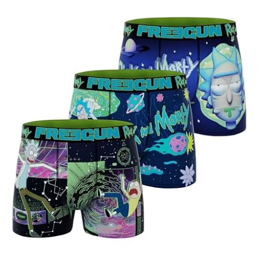 FREEGUN - Calzoncillos para hombre, diseño de hombre Rick & Morty, cómodo y ultra suave (juego de 3), Morado/Verde/Blanco/Negro, XXL | Ya disponible en tu tienda friki favorita! En mundofriki.es!