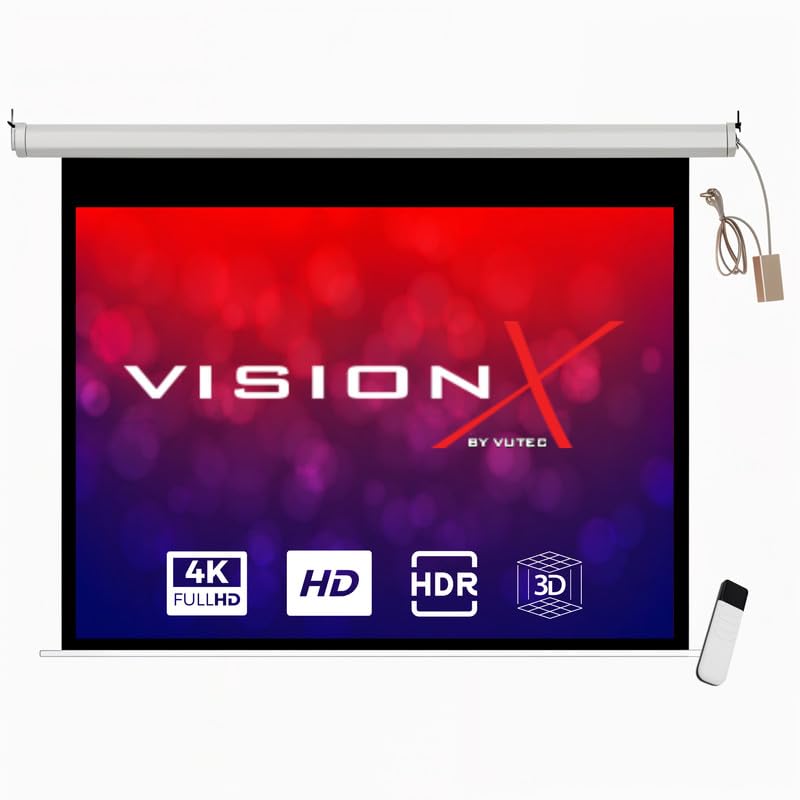 150 inch Motorized Projector Screen with Remote Control 4K Ultra HD 3D Ready | 16:9 Aspect Ratio | 1.2 Gain | Matte White Wall & Ceiling Mount for Home Theatre, Office & Classroom-image-14