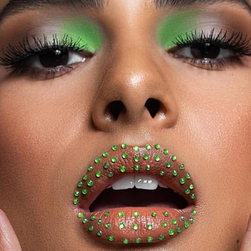 Image of NOOEPC Green Face Gems Hair Gems, Self-Adhesive Face Jewels Eye Jewels Rhinestones 3 /4 /5 /6 mm DIY Face Gems Stick on, Christmas Makeup Rhinestones Gems Rave Accessories for Face Eyes