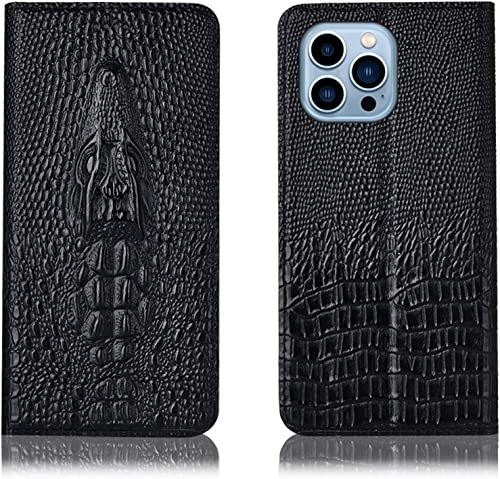 Étui portefeuille pour iPhone 14 Pro en cuir noir avec support magnétique