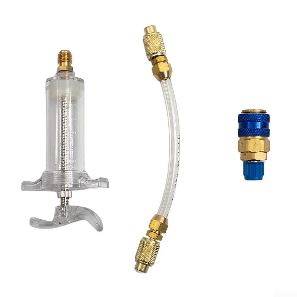 Inyector de aceite de 30 ml para R134a con acoplamiento rápido de 1/4 pulgadas, ideal para uso en aire acondicionado