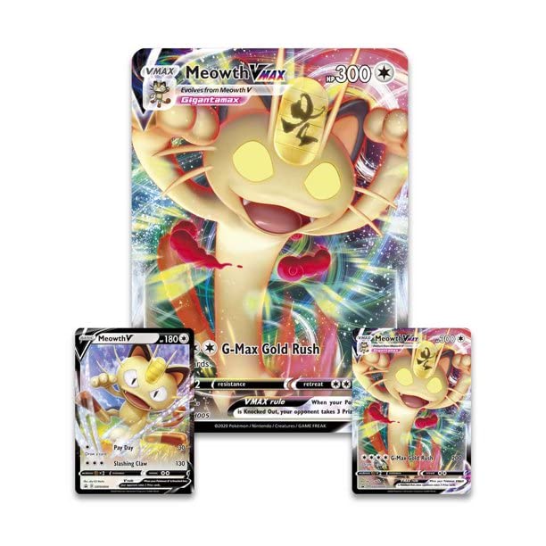 Pokemon Meowth Vmax International Box 4 boosters incluindo Evolu