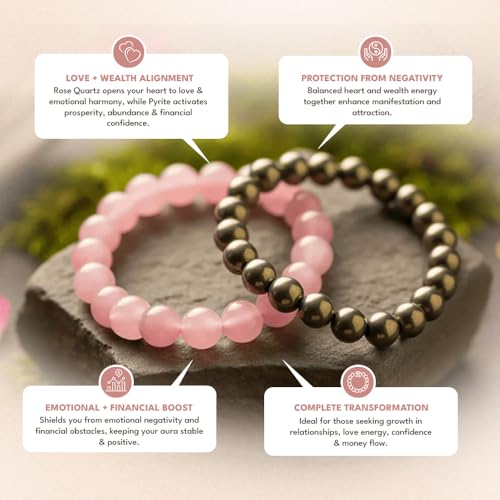 Image of VAMA Love Bracelet & Money Magnet Bracelet Attraction Combo - Energized at Hanuman Mandir | Handcrafted Crystal Beads for Love, Confidence & Prosperity | Vibration Healing Bracelets for Men & Women