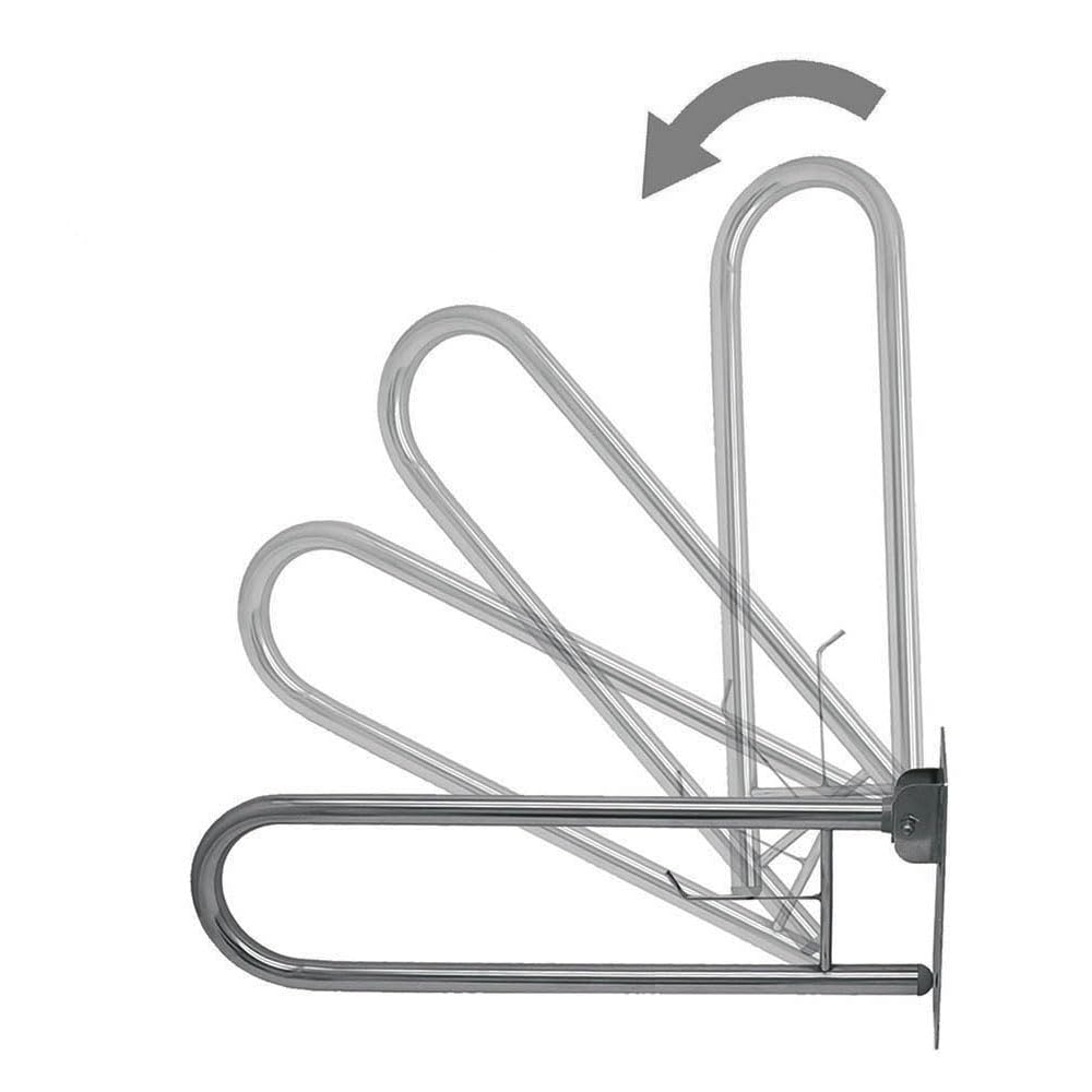 Kibath 489141 Asa abatible con portarrollos para el baño o el Aseo. Fabricada en Acero Inoxidable 304. con Sistema de Seguridad para fijarla a la Pared. para adaptación de aseos y baños, Cromado