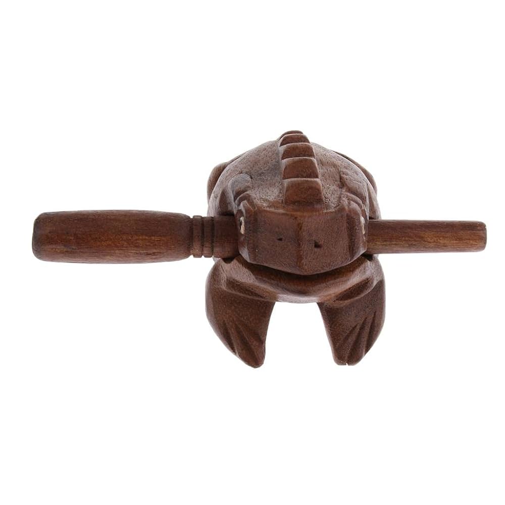 Amazon | 棒で木彫りのカエル自然な音のカエル楽器, サイズ1