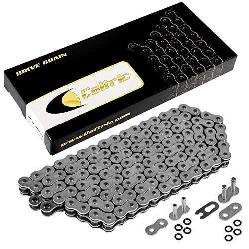 Caltric 525-Pitch 120-Links O-Ring Drive Chain Compatible with ATV | UTV | Quad | Side X Side | Motorcycle | Dirtbike| with Rivet and Clip on Master Links
