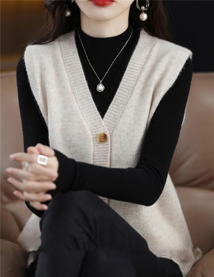 Womens Sweater Vest Fine Knit Dressy Casual V Neck Sleeveless Knitted Sweater Cardigan Button Up Ribbed Tank Jacket for Women3