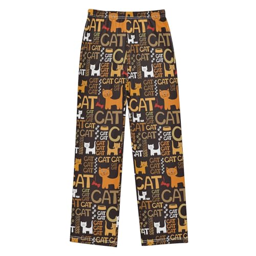 Funny Cats Black Boys Pants for Kids Jogger Pants with Pockets S-XL