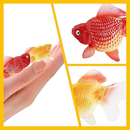 xowwyue 2 Stück Gefälschte Goldfische Künstliche Bewegliche Fische Plastikfischmodell Schwimmende Deko Aquarium Ornament Für Zuhause, Büro, Tank, Kollegen, Freunde 4,5x5 cm