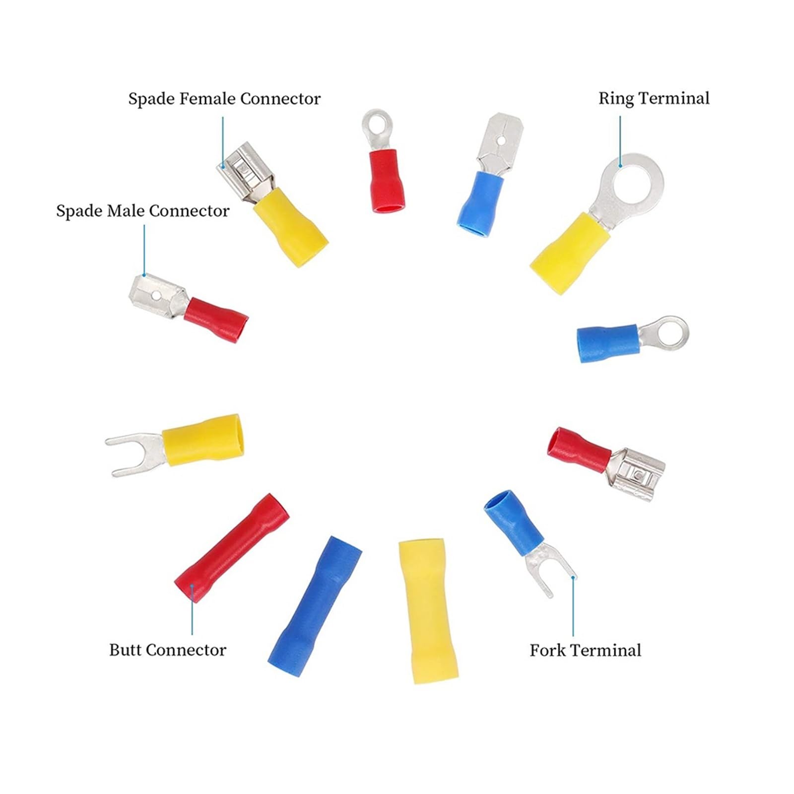 520 isolierte Kabelschuh-Sets, Crimpkabel, Hybrid-Ring-Flachstecker, Stoßverbindung, Schnelltrenn-Kombinationsstecker-Set
