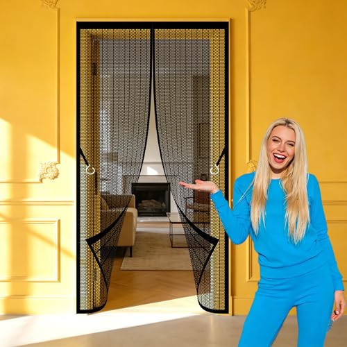 Mosquitera para Puerta 78 x 277 cm Fácil de Instalar, No Requiere Herramientas Cortina Antimosquitos Lejos de Los Mosquitos para Puertas de Patio y Balconeras, Negro