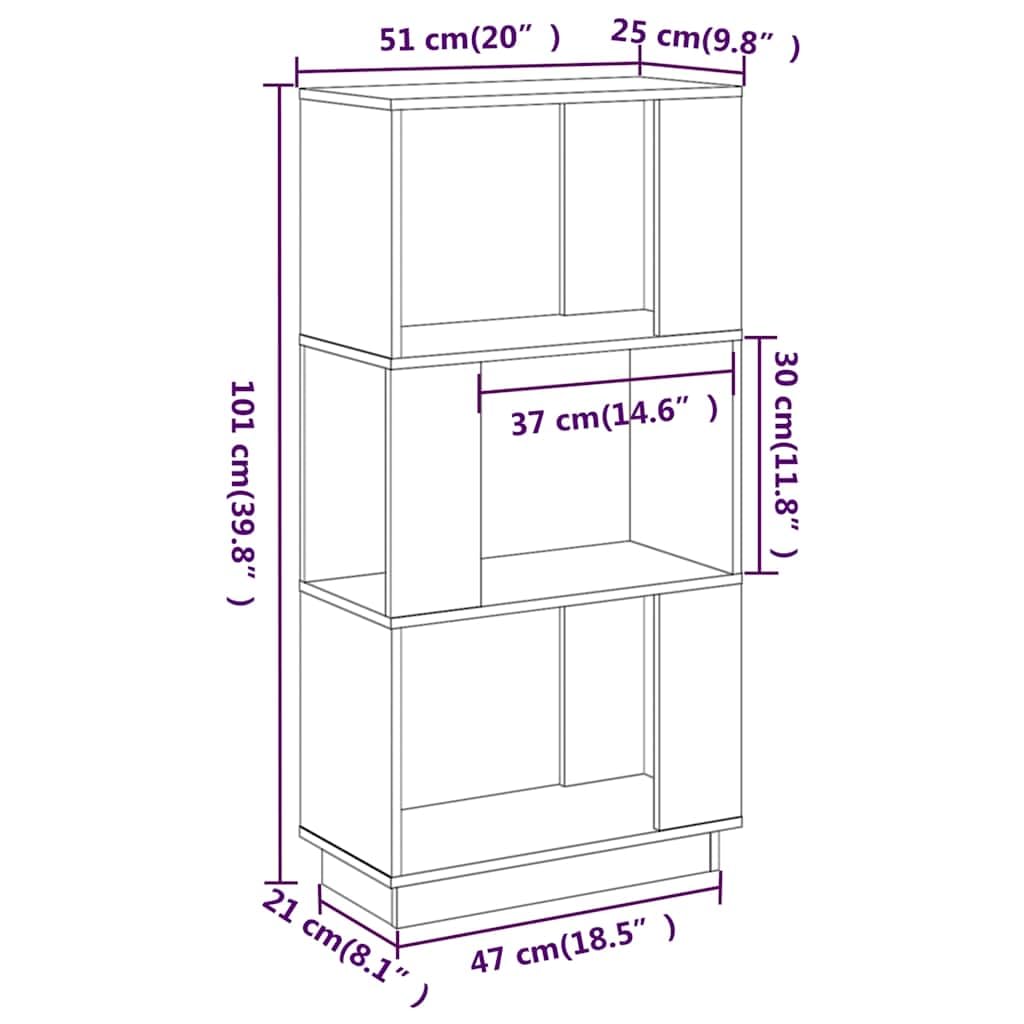 Libreria grigia in legno massiccio di pino, 51 x 25 x 101 cm, divisorio e scaffale con scomparto aperto, salvaspazio, per soggiorno, studio e ufficio, sistema di scaffali versatile con spazio