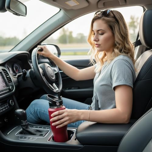 Image of ABOTOCUP 32oz Insulated Water Bottle Keep Cold 24h&Hot 12h, Double Wall Vacuum Insulated Water Bottles with Straw /Spout Lid, Stainless Steel Water Bottles that Fit in Any Car Cup Holder, Leak-proof