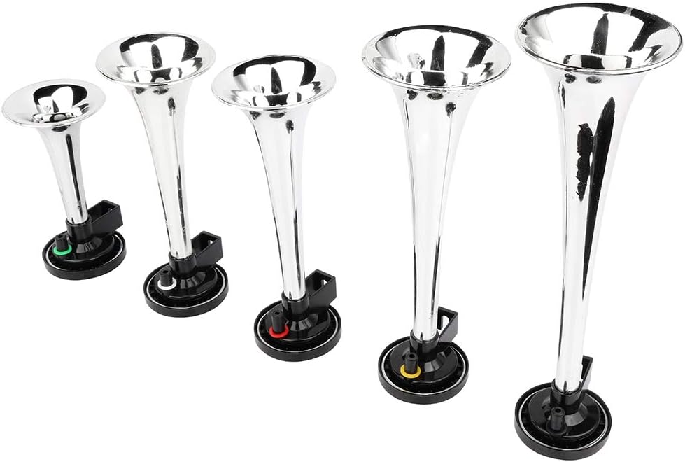 AINTIER 5 Trumpet Electric Train Car Air Horn Kit with Air Compressor Replacement for Any 12V Vehicles Trucks Cars