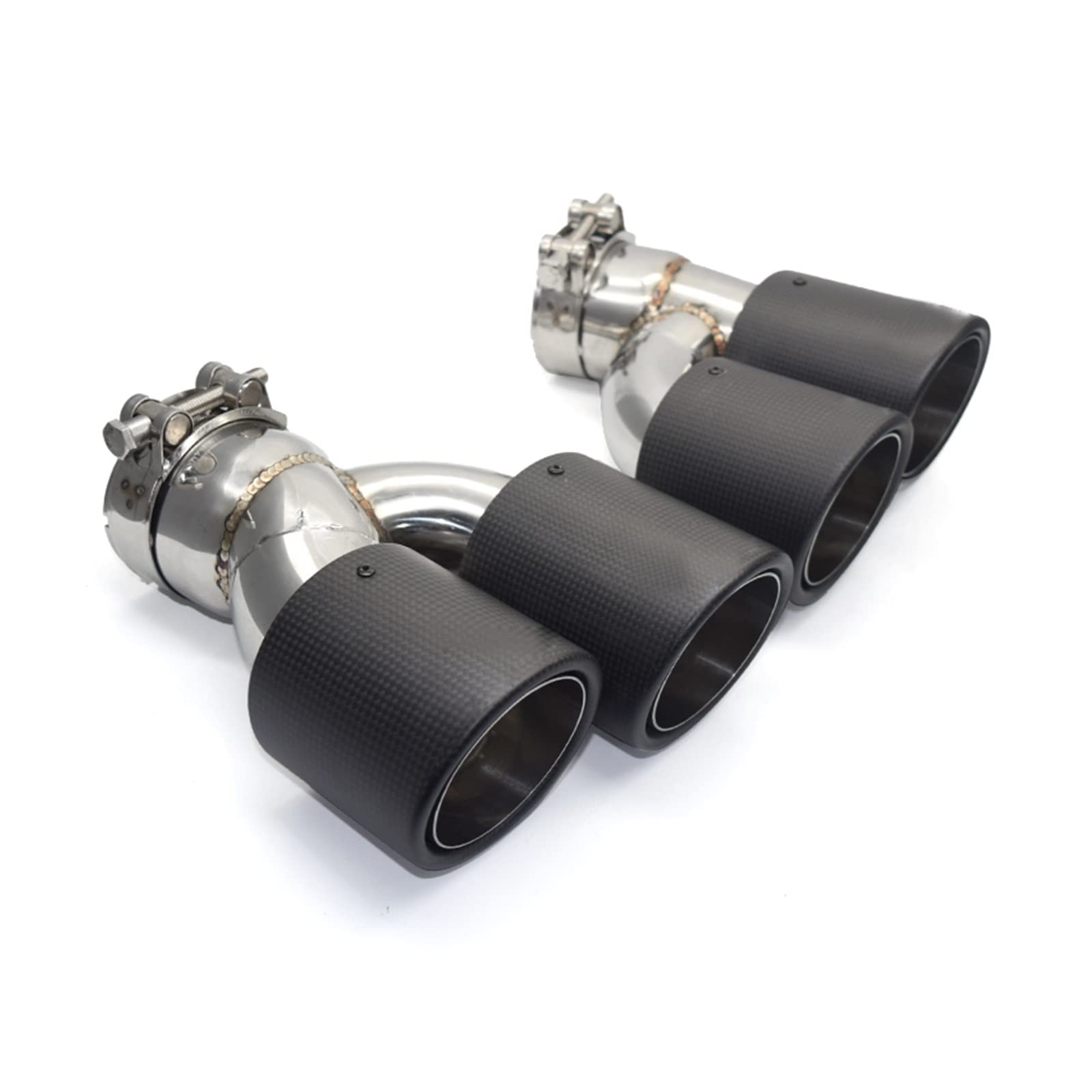 Boquilla de escape doble en forma de H con fibra de carbono para coche 4