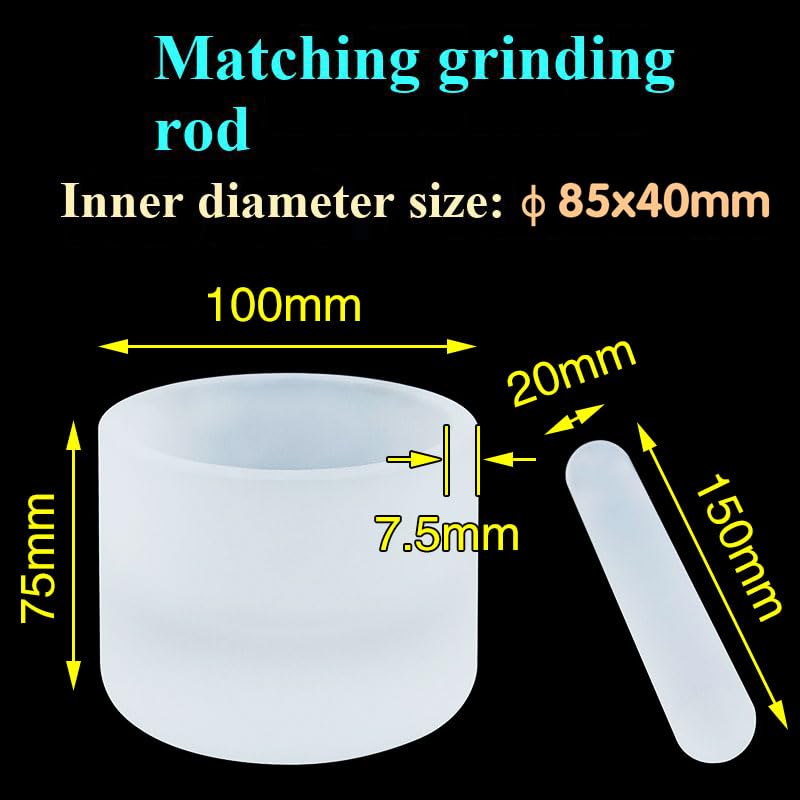 High Purity Quartz Mortar with Mortar Rod High Purity Quartz Glass Corrosion and high Temperature Resistance (1, 100x75mm)