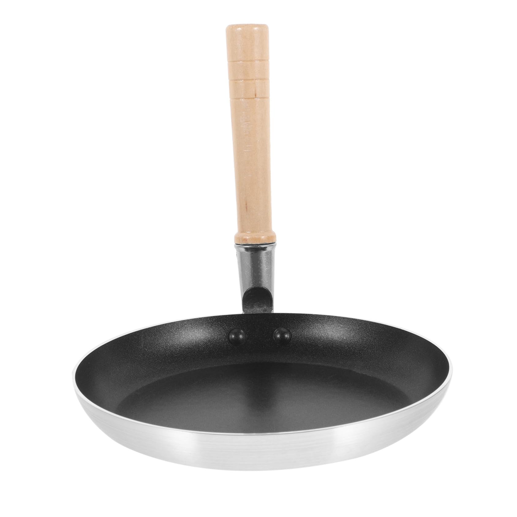 Padella per Uova e Frittate Manico Pratico in Legno, Fondo Antiaderente da 19 CM, Compatta e Resistente, per Uso Quotidiano in Cucina