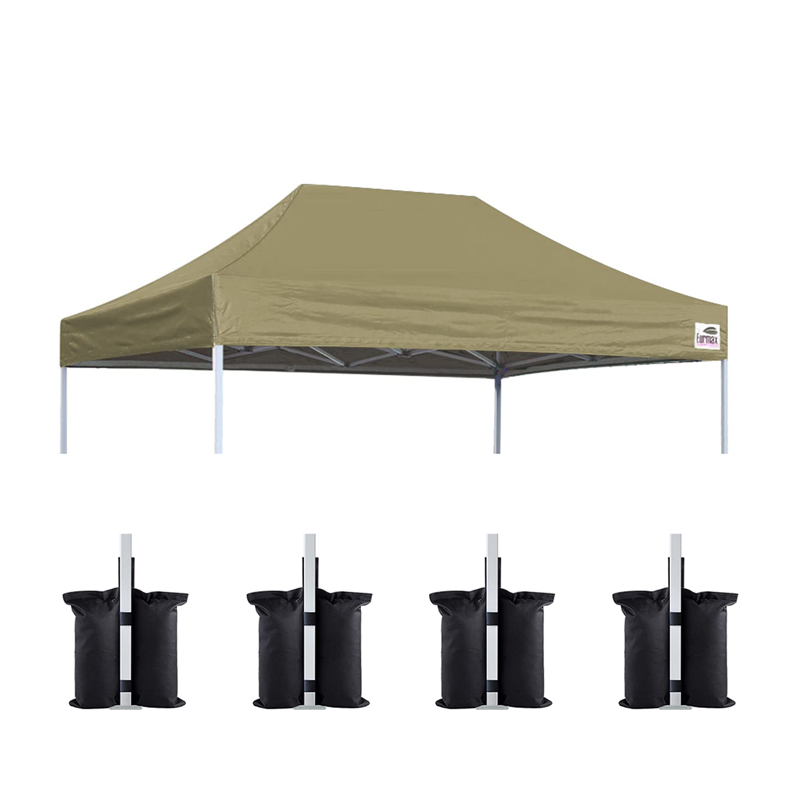 Eurmax USA 8x12 Pop Up Canopy Replacement Top,Universal Instant Canopy Cover ONLY,Heavy Duty UPF 50+ UV Protection,Water &amp; Wind Resistant Tarp,30+ Colors Available,Bonus 4 Sand Bags(Khaki)
