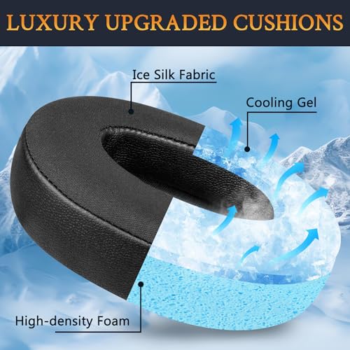 Image of SOULWIT Cooling Gel Earpads Replacement for Anker Soundcore Life Q30 /Q35 Headphones, Ear Pads Cushions with Ice Silk Fabric, High-Density Noise Isolation Foam - Black