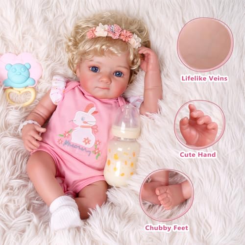 Muñeca Bebé Reborn con Moisés 17 Pulgadas miniatura 2