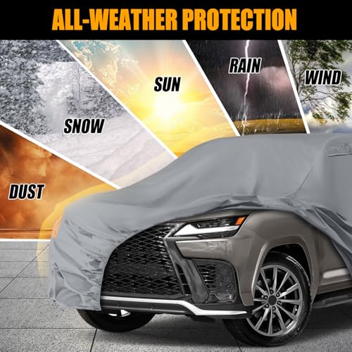 Image of Waterproof Premium Car Covers Replace for 2008-2025 Lexus LX /Toyota Land Cruiser, 10 Layers Heavy Duty with Cotton Liner Car Cover with Zipper Door, Windproof Bands for Snow Rain Dust Protection