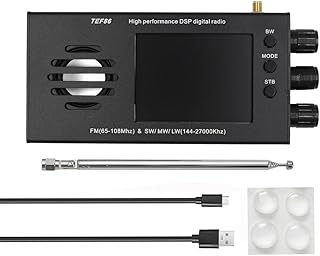 Qerwsdty 1 juego TEF6686 receptor de radio digital FM (65-108 MHz) y SW/MW/LW (144-27000 kHz) con batería, aleación de aluminio negro
