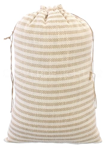 Sac en toile de jute haut de gamme à rayures ivoire pour emballage raffiné