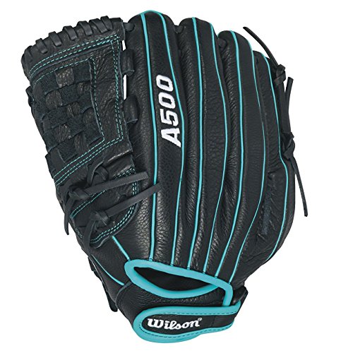 Wilson Team Sport A500 Siren FP Gants de Baseball Mixte Adulte, Noir/Teal, Taille 12