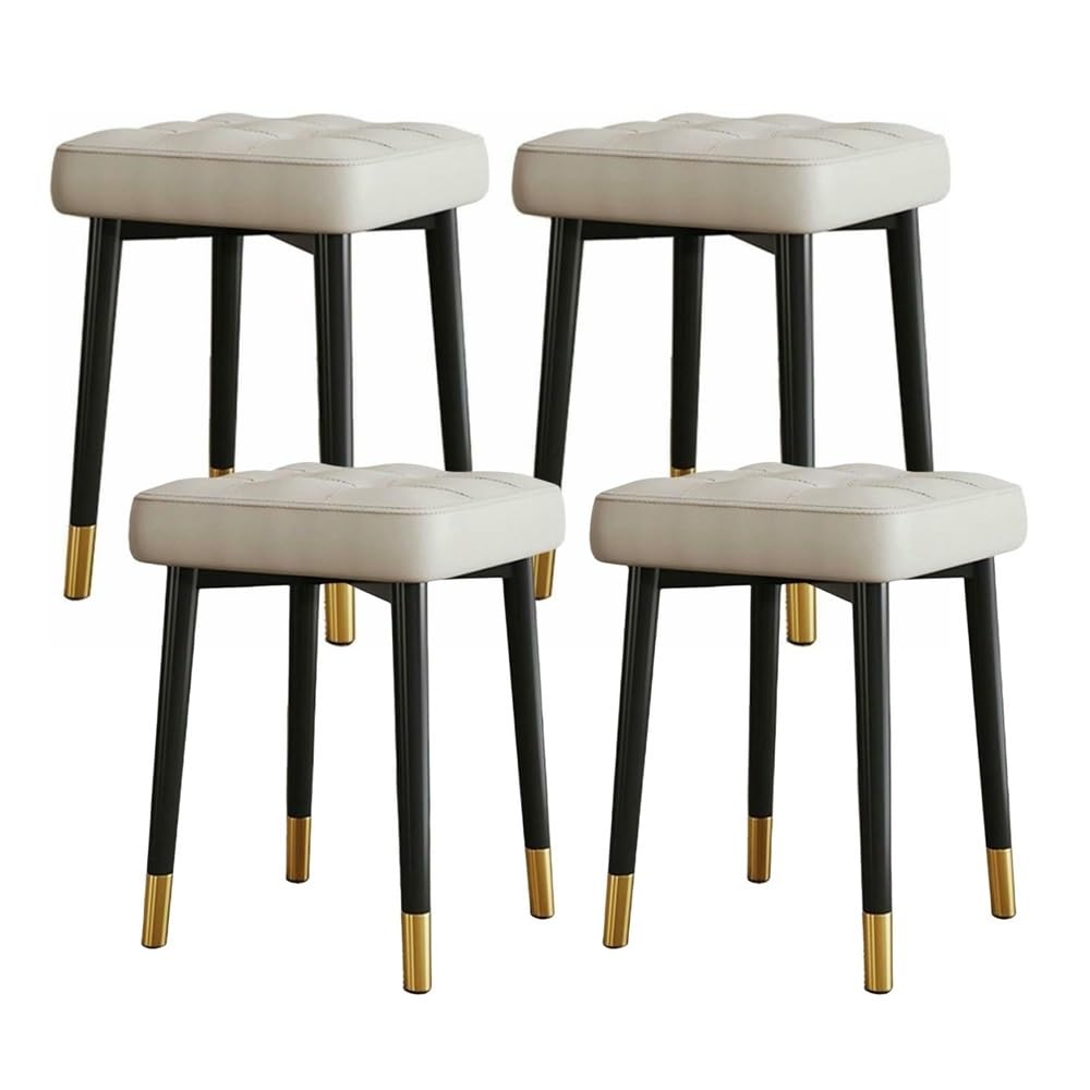 Photo 1 of ***ONLY 2*** SMGCEHC Stackable Kitchen & Dining Stools Chairs Set of 4, Upholstered Leather Seat with Metal Legs, 17.7'' Backless Barstools for Living Room Bedroom Home Bar Restaurant(Beige)