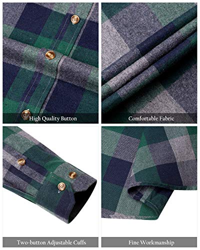 Image of Alimens & Gentle Men's Button Down Regular Fit Long Sleeve Plaid Flannel Casual Shirts