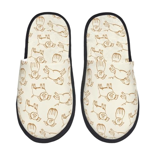 Funny Pigs Print House Slippers For Women And Men,Soft Slippers With Memory Foam,Non-Slip Indoor Home Shoes - Main Image
