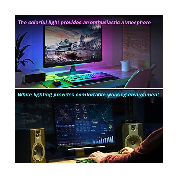 Melofo RGB Under Monitor Light Bar Gaming RGB LED Lightbars with Smart APP Bluetooth Remote Control Speed Adjustable Color Changing RGBIC USB Powered Desk Light Bar for PC Game Computer TV [Energy Class A] - Image 6