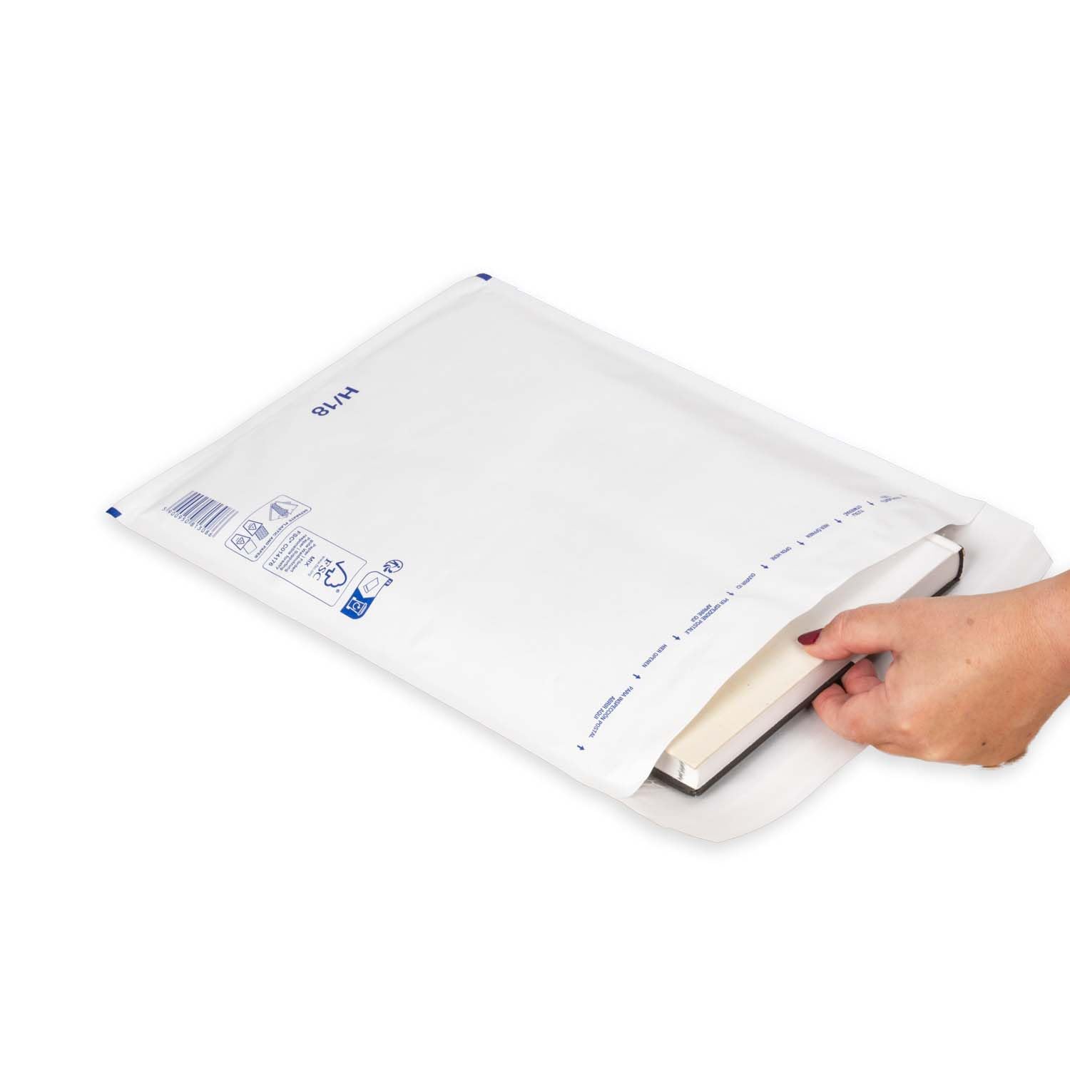 smiley pack Luftpolstertaschen Größe H8 Weiß 290 x 370 mm – 200 Stück | Gepolsterte Versandtaschen mit Selbstklebeverschluss – passend für B4