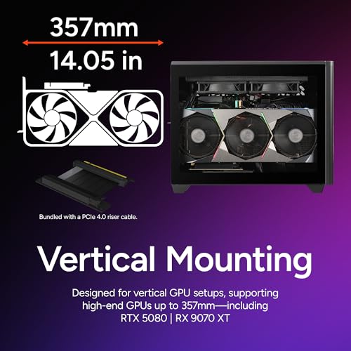 Image of Cooler Master NR200P V2 Mini-ITX PC Case Ready, SFX Fit PSU Ready to Install, 280mm AIO Support, 357mm Vertical GPU Mount, Designed Ready Nvidia RTX 5090 | AMD RX 9070 XT, Tempered Glass, DIY