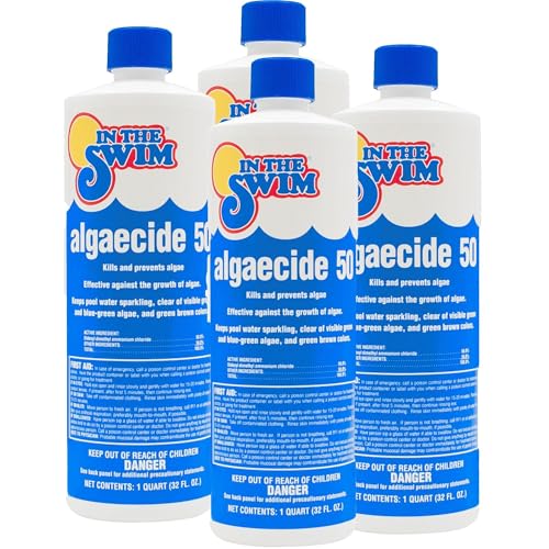 In The Swim Algaecide 50 for Swimming Pools - Green, Black, and Yellow Algae Treatment for Above Ground or Inground Swimming Pools - 4 Quarts