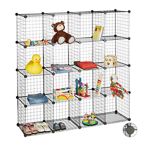 Relaxdays Étagère modulable grille treillis 16 cubes compartiments DIY métal meuble rangement...