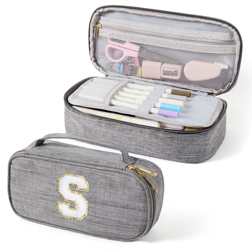 Image of YOOLIFE Cute Pencil Case for Girls, Pencil Pouch Bag, Aesthetic Pen Pouch School Supplies for Teen Girls, S (Grey)