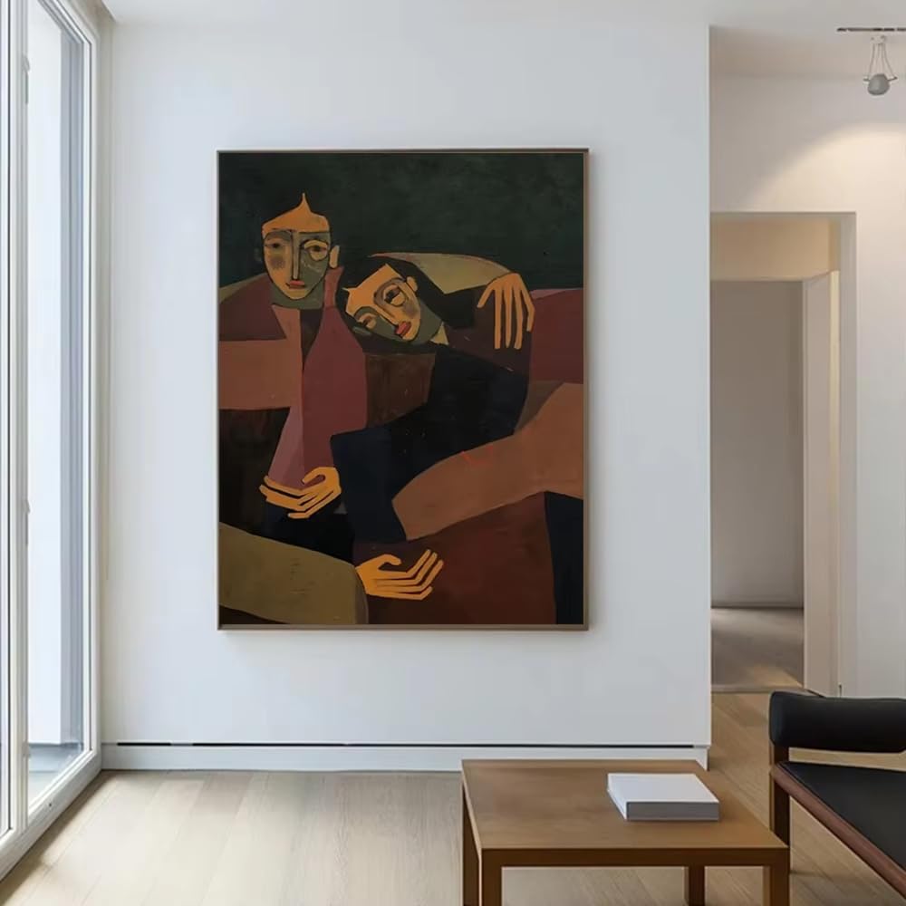 AEFOUU Wall Art Canvas Picture Print Abstract Painting Canvas Husband and Wife Wall Art Pictures Large Mural for Living Room(30x42cm/12x17in/Frameless)