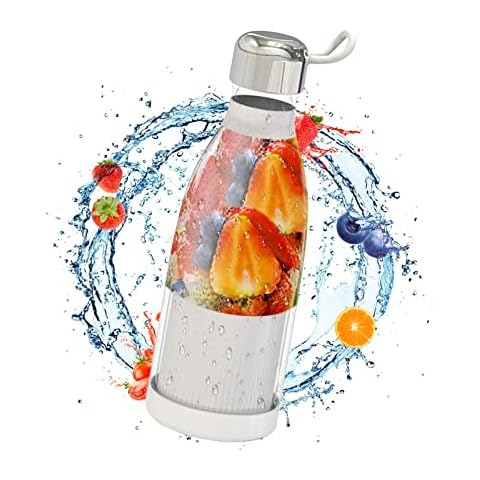 UIYIHIF 10 Oz Portable Blender, Personal Blender for Shakes and Smoothies, Portable Electric Juicer USB Rechargeable Handheld Smoothie Blender for Home Travel Office, White Cover