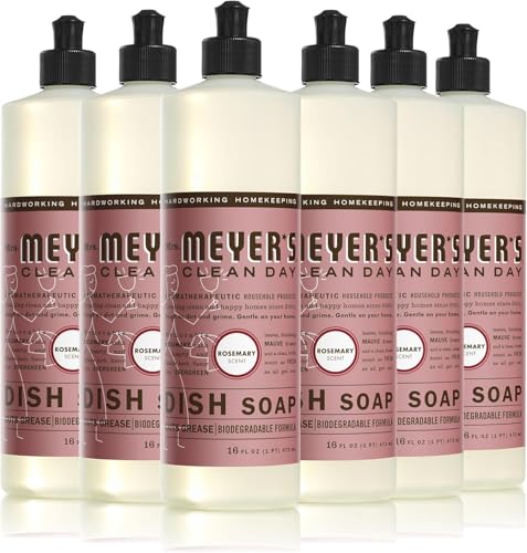 Image of MRS. MEYER'S CLEAN DAY Liquid Dish Soap, Rosemary Scent, 16 ounce (Pack of 6)
