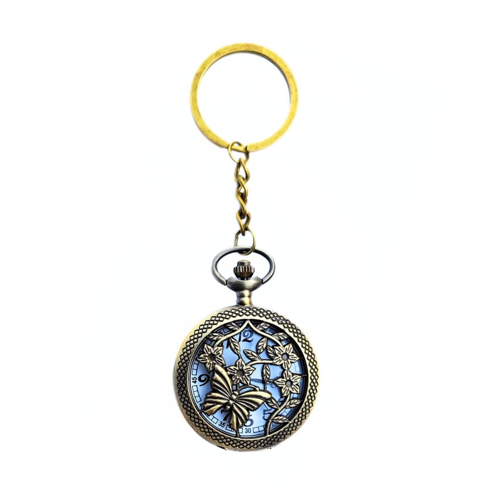 Butterfly Pocket Watch Clock Keychain Metal | Marvel Avenger | Antique Style Classic| Anti-Rust Retro Vintage Pocket Watch Gift Keychain for Men,Boys, Girls, Bike,Friend (Butterfly)-image-33