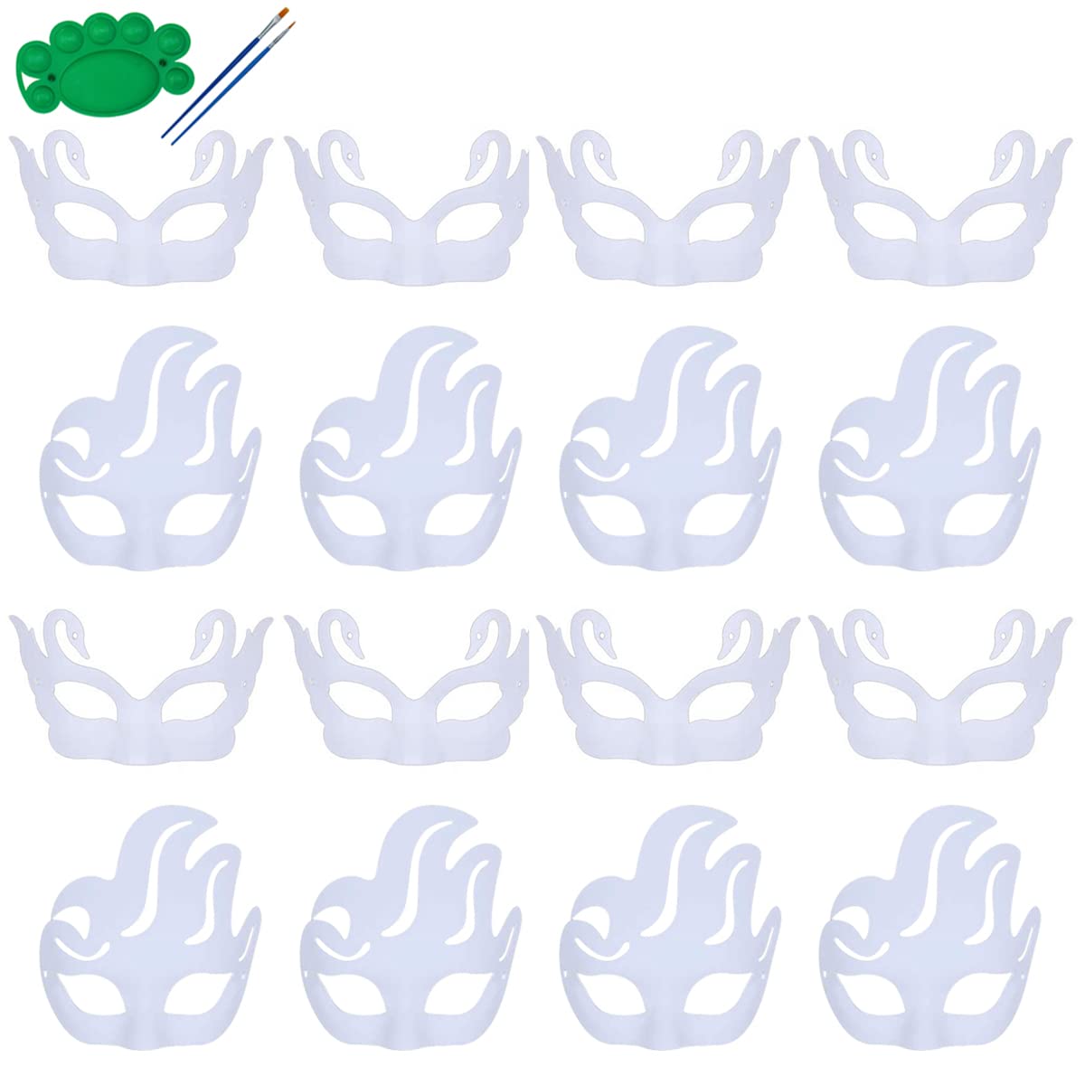 Qavctw 16PCS DIY White Masks Paper Cosplay Christmas Party Mask Unpainted Plain Craft Masquerade Masks for Christmas Mardi Gras Party Mask — image 1