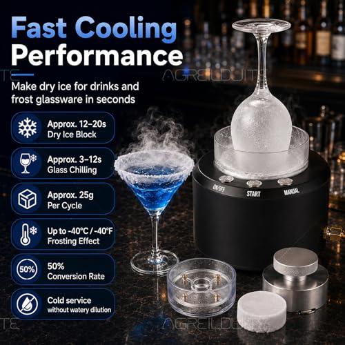 Máquina portátil 2-en-1 para hacer hielo seco y enfriar vasos miniatura 3