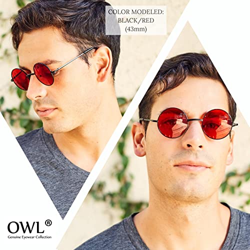 OWL Round Retro Small Circle Tint & Mirror Colored Lens 43-55 mm Sunglasses Metal - Image 7