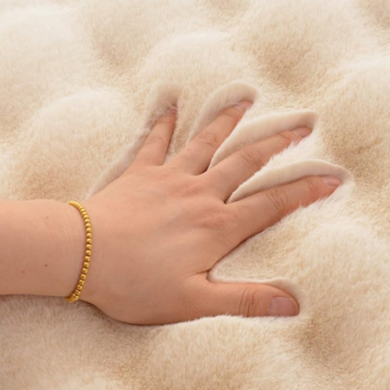Poowe Tapis ultra doux et moelleux en fausse fourrure de mouton beige à poils longs – Housse de canapé à poils longs – Tapis en fourrure pour chambre à coucher, sol, canapé, salon, couloir – 0,6 x 1,6