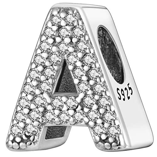 MULA Charms Abalorios Colgante de Cuentas Plata de Ley 925 con Circonita Cúbica Compatible con Europeo Pulsera Collar,Charms de Para Niña Mujer