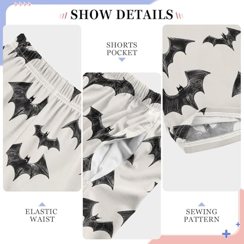 Boys' Pants Black Doodle Bats White Long Bottoms Jogger Pants Elastic Waist Trousers with Pockets S-XL4