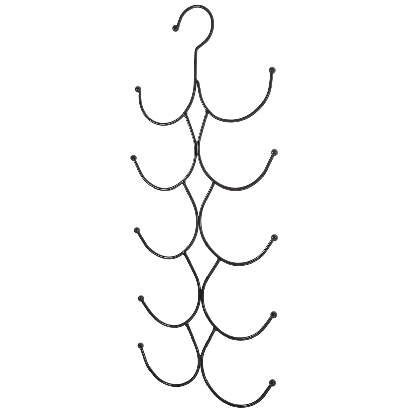 OUNONA Iron Tie Scarf Stand Scarf Organizer for Closet Scarf Hanging Hooks Hanger Scarf Tie Rack Tie Hook Scarf Storage Rings Scarf Holder Hanger for Scarf Coat Belt Holder Black